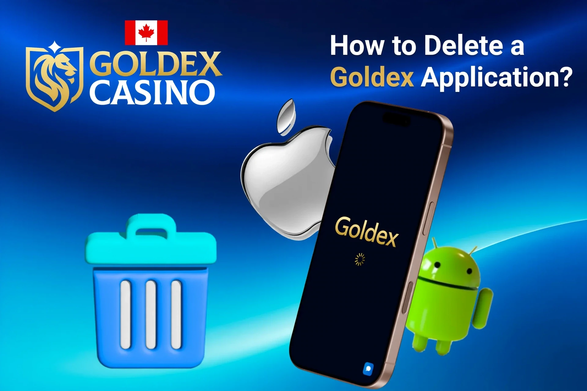 Instructions on how to delete the application from iOS and Android devices, shown with app icons